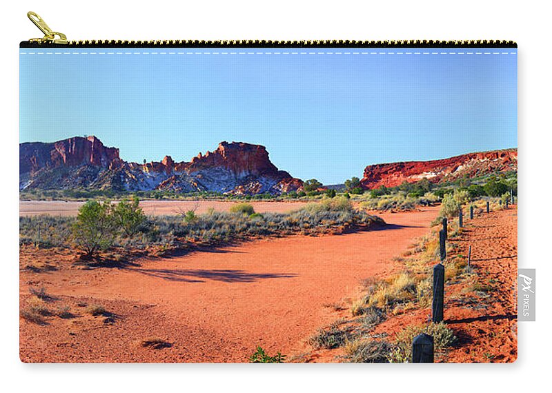 Rainbow Valley Outback Landscape Central Australia Australian Northern Territory Panorama Panoramic Clay Pan Dry Arid Zip Pouch featuring the photograph Rainbow Valley #19 by Bill Robinson