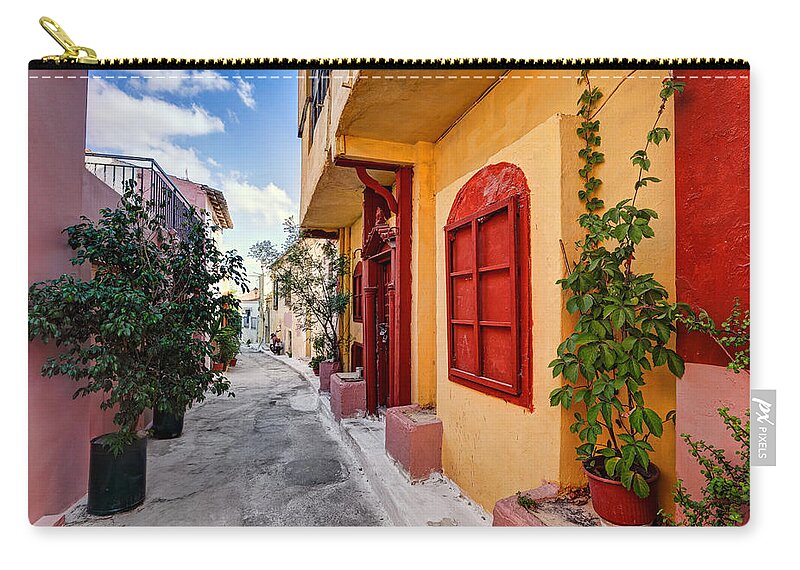 Aged Zip Pouch featuring the photograph The famous Plaka in Athens - Greece #18 by Constantinos Iliopoulos
