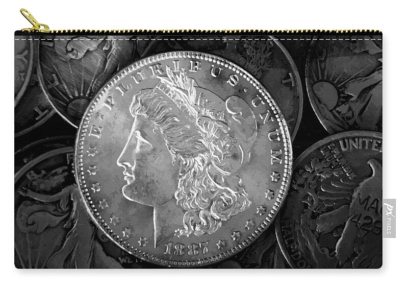 Liberty Silver Dollar Zip Pouch featuring the photograph 1887 Liberty Silver Dollar by Phil Perkins