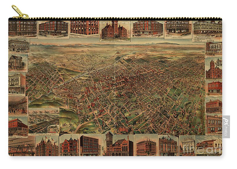 Classic Zip Pouch featuring the photograph 1891 Los Angeles California Vintage Map by Edward Fielding