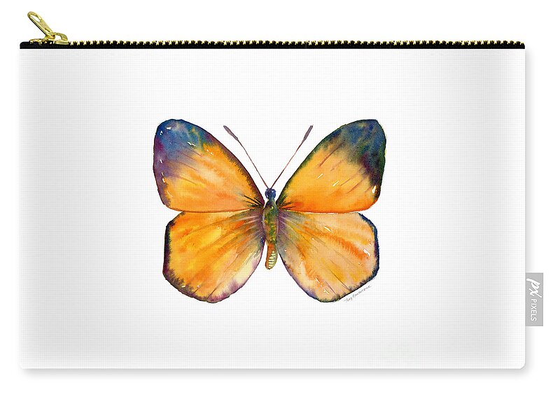 Delias Zip Pouch featuring the painting 19 Delias Aruna Butterfly by Amy Kirkpatrick