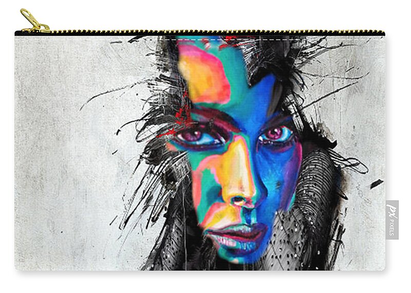 Female Zip Pouch featuring the painting Facial Expressions by Rafael Salazar