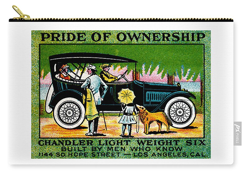 Vintage Zip Pouch featuring the painting 1919 Chandler Automobile Poster by Historic Image