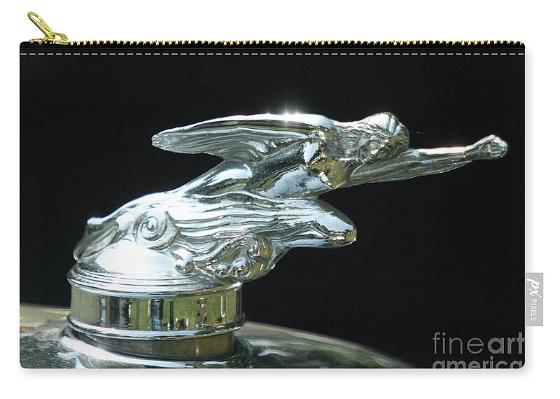 Car Zip Pouch featuring the photograph 1928 Studebaker Hood Ornament by Crystal Nederman