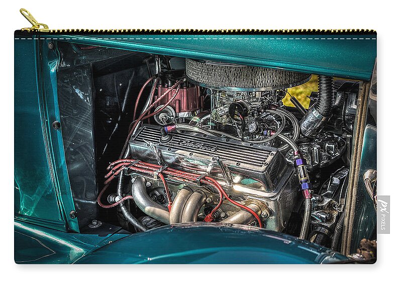 1931 Ford 5 Window Coupe Engine Zip Pouch featuring the photograph 1931 Ford 5 Window Coupe Engine by David Morefield