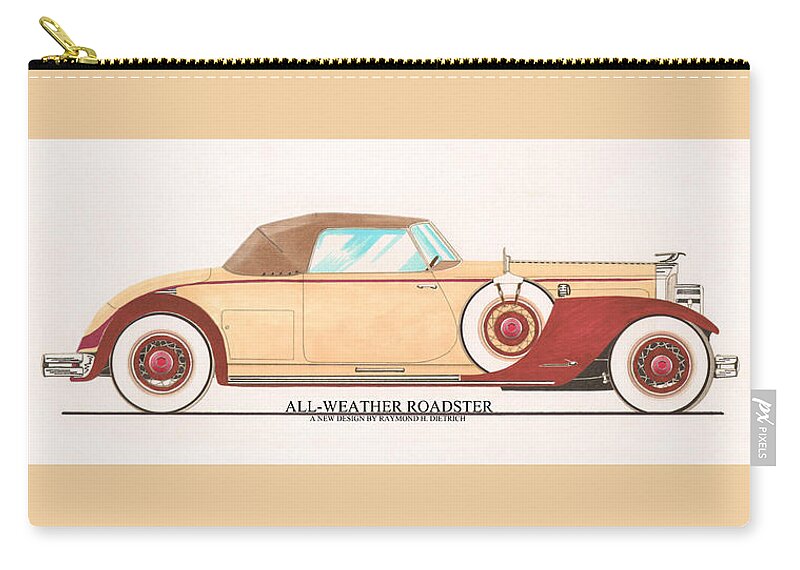 Car Art Zip Pouch featuring the painting 1932 Packard All Weather Roadster by Dietrich concept by Jack Pumphrey