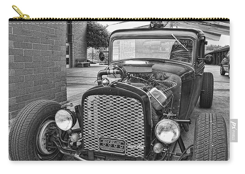 Black And White Zip Pouch featuring the photograph 1933 Dodge Rat Rod by Ron Roberts