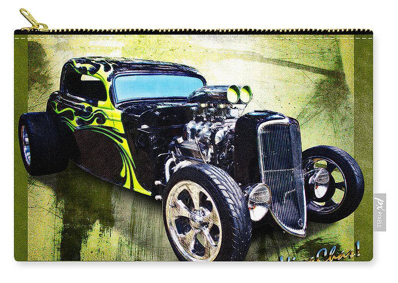 Ford Zip Pouch featuring the photograph 1934 Ford Three Window Coupe Hot Rod by Chas Sinklier