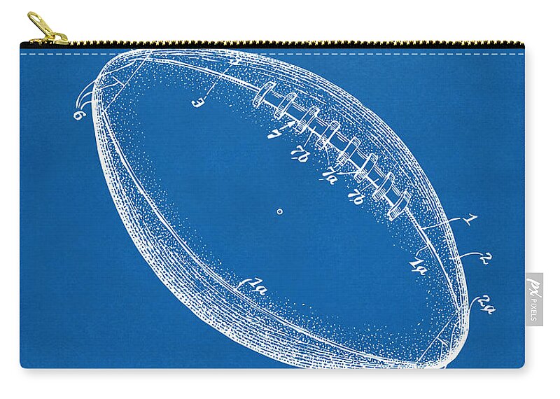 Football Zip Pouch featuring the digital art 1939 Football Patent Artwork - Blueprint by Nikki Marie Smith