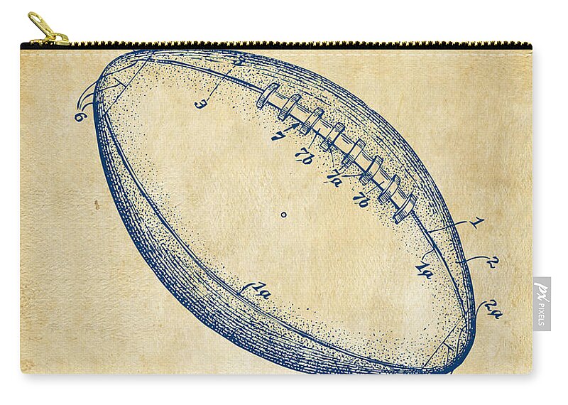 Fotball Zip Pouch featuring the digital art 1939 Football Patent Artwork - Vintage by Nikki Marie Smith