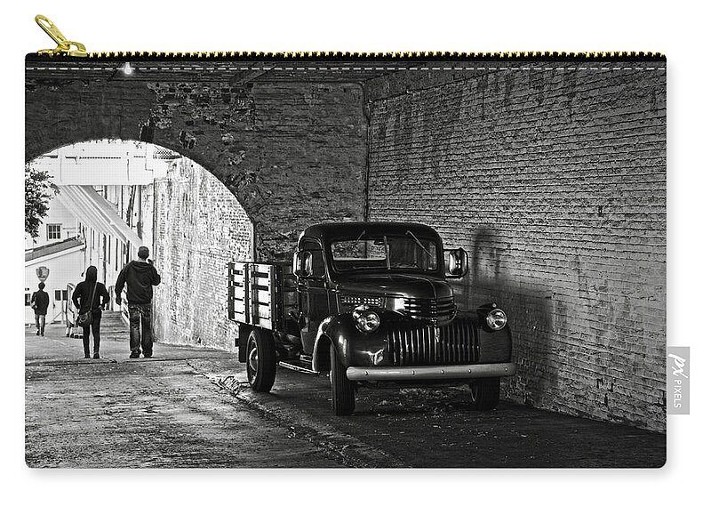 Chevrolet Zip Pouch featuring the photograph 1940 Chevrolet pickup truck in Alcatraz Prison by RicardMN Photography