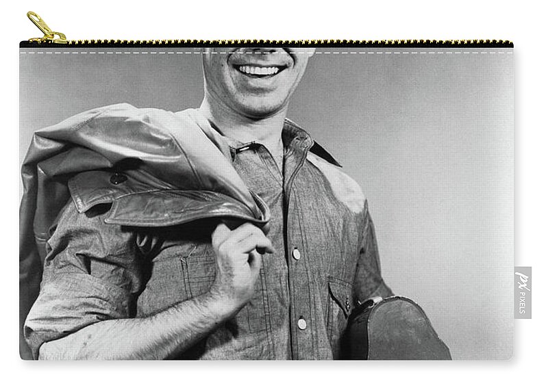 Photography Zip Pouch featuring the photograph 1940s Smiling Man In Work Clothes by Vintage Images
