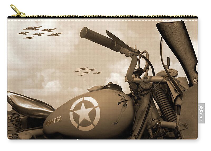 Warbirds Carry-all Pouch featuring the photograph 1942 Indian 841 - B-17 Flying Fortress' by Mike McGlothlen