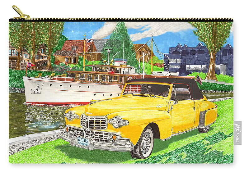 Yacht Olympus Portrait Zip Pouch featuring the painting 1946 Lincoln Continental by Jack Pumphrey