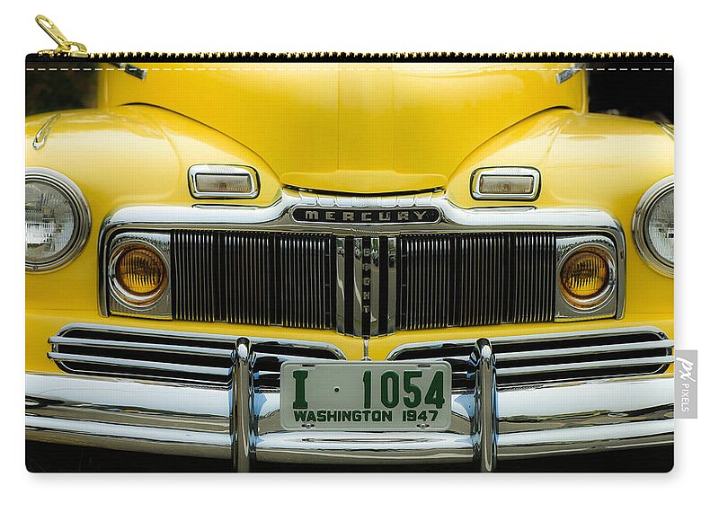 1947 Mercury Carry-all Pouch featuring the photograph 1947 Yellow Mercury by E Faithe Lester