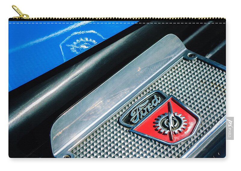 1949 Ford F-1 Pickup Truck Step Plate Emblem Zip Pouch featuring the photograph 1949 Ford F-1 Pickup Truck Step Plate Emblem -0043C by Jill Reger