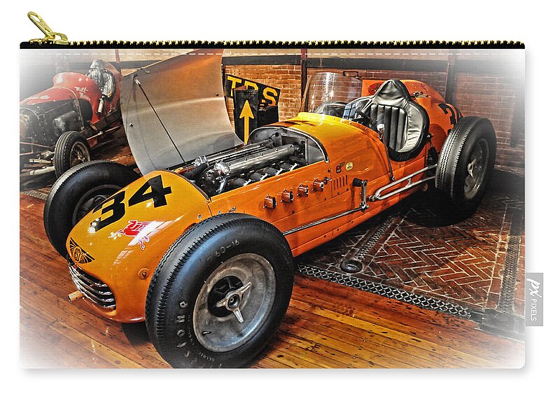 Roadster Zip Pouch featuring the photograph 1952 Indy 500 Roadster by Mike Martin