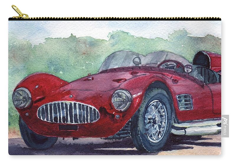 Car Zip Pouch featuring the painting 1954 Maserati A6 GSC Tipo MM by Anna Ruzsan