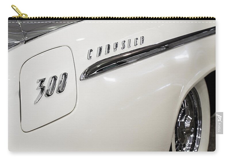 1955 Zip Pouch featuring the photograph 1955 Chrysler 300 Emblem by Ron Pate