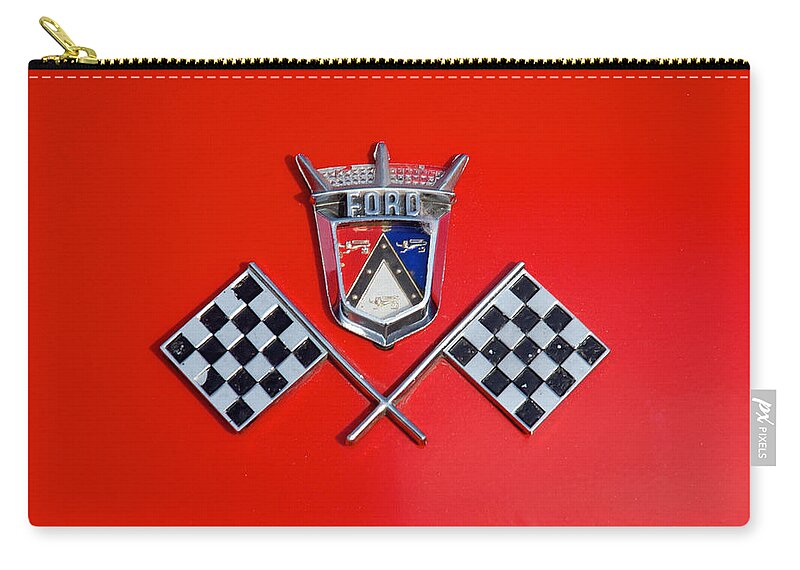 4th Annual Zip Pouch featuring the photograph 1955 Ford T-bird Logo by Mark Dodd