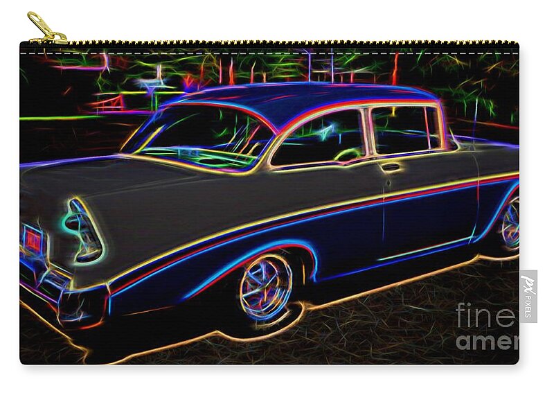 1956 Chevy Bel Air Zip Pouch featuring the photograph 1956 Chevy Bel Air - Classic Car by Gary Whitton