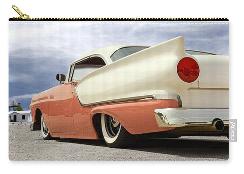 1957 Ford Zip Pouch featuring the photograph 1957 Ford Fairlane Lowrider by Mike McGlothlen