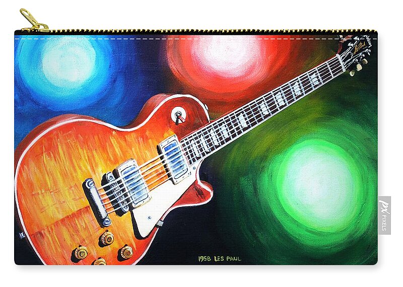 Guitar Carry-all Pouch featuring the painting 1958 Gibson Les Paul by Karl Wagner