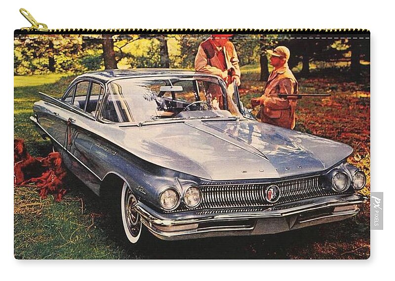 1960 Zip Pouch featuring the digital art 1960 - Buick LeSabre Sedan Advertisement - Color by John Madison