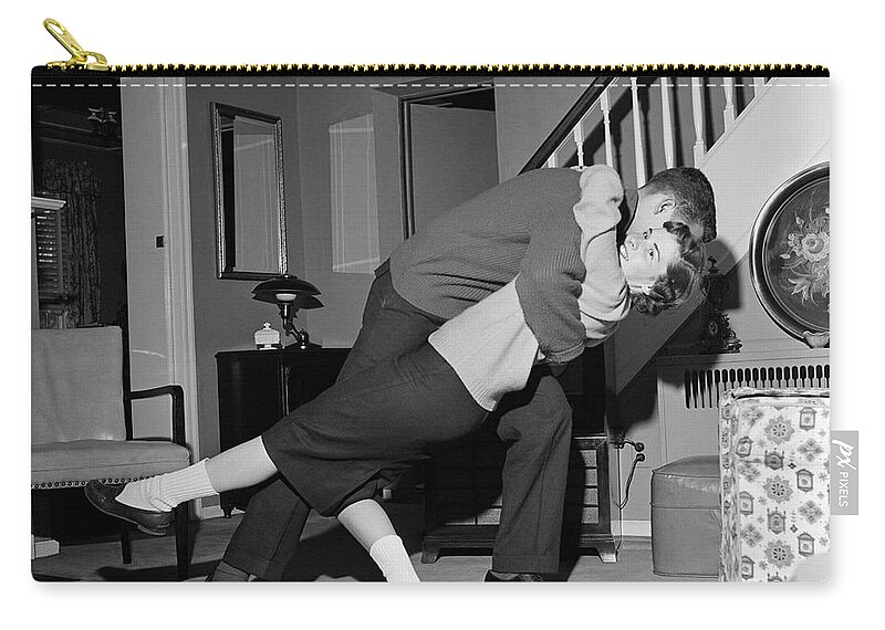 Photography Zip Pouch featuring the photograph 1960s Teenage Couple Boy & Girl Dancing by Vintage Images