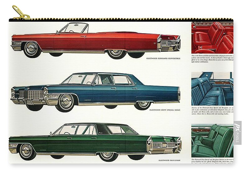 Old Zip Pouch featuring the digital art 1965 Cadillac by Georgia Clare