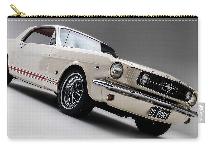 Car Zip Pouch featuring the photograph 1966 Mustang GT by Gianfranco Weiss