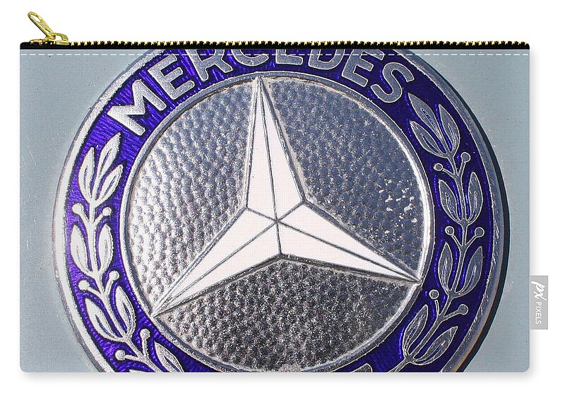 1967 Mercedes Benz Logo Zip Pouch featuring the photograph 1967 Mercedes Benz Logo by John Telfer