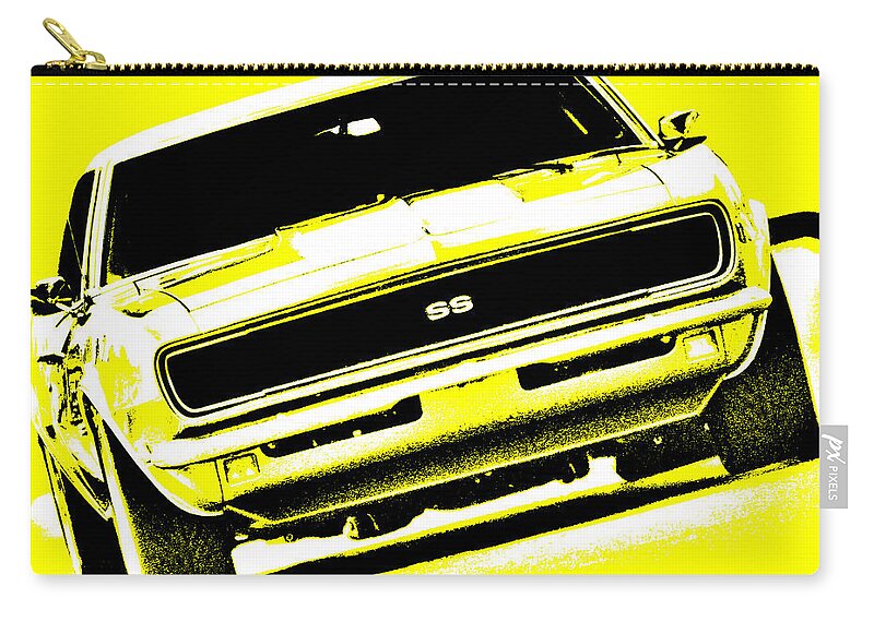 1968 Zip Pouch featuring the photograph 1969 Chevy Camaro SS - Yellow by Gordon Dean II