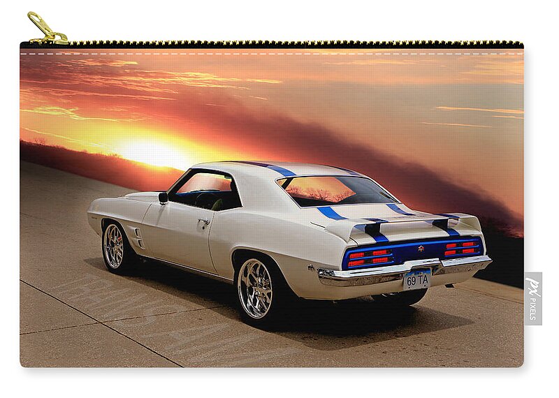 1969 Zip Pouch featuring the photograph 1969 Trans Am by Christopher McKenzie
