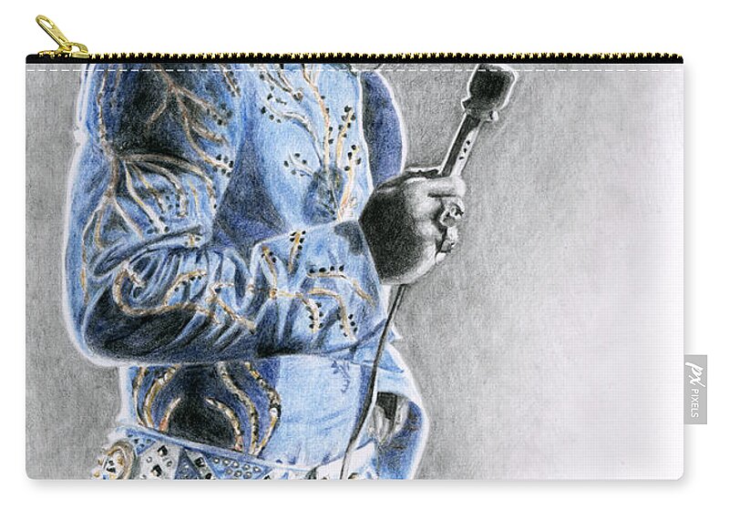 Elvis Zip Pouch featuring the drawing 1972 Light Blue Wheat Suit by Rob De Vries
