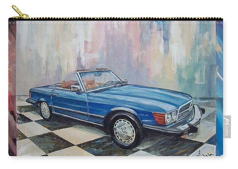 1976 Mercedes-benz 450 Sl Fine Art Prints Zip Pouch featuring the painting 1976 Mercedes-Benz 450 SL by Sinisa Saratlic