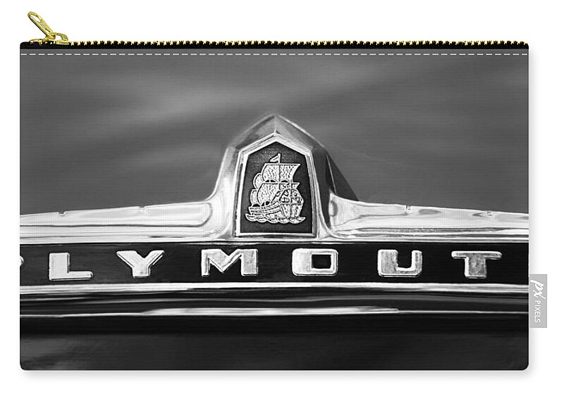 1949 Plymouth P-18 Special Deluxe Convertible Emblem Zip Pouch featuring the photograph 1949 Plymouth P-18 Special Deluxe Convertible Emblem #2 by Jill Reger
