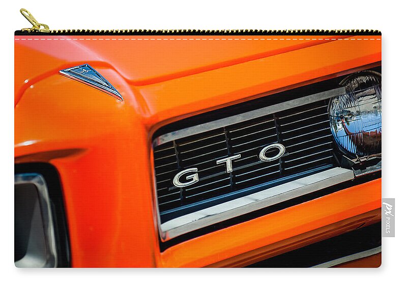 1968 Pontiac Gto Grille Emblem Zip Pouch featuring the photograph 1968 Pontiac GTO Grille Emblem #2 by Jill Reger