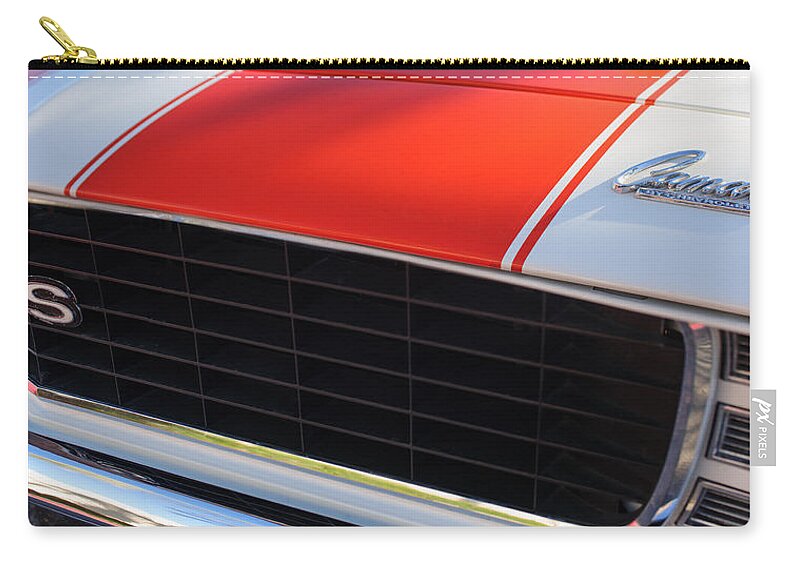 1969 Chevrolet Camaro Rs-ss Indy Pace Car Replica Grille - Hood Emblems Zip Pouch featuring the photograph 96 Inch Panoramic -1969 Chevrolet Camaro RS-SS Indy Pace Car Replica Grille - Hood Emblems by Jill Reger