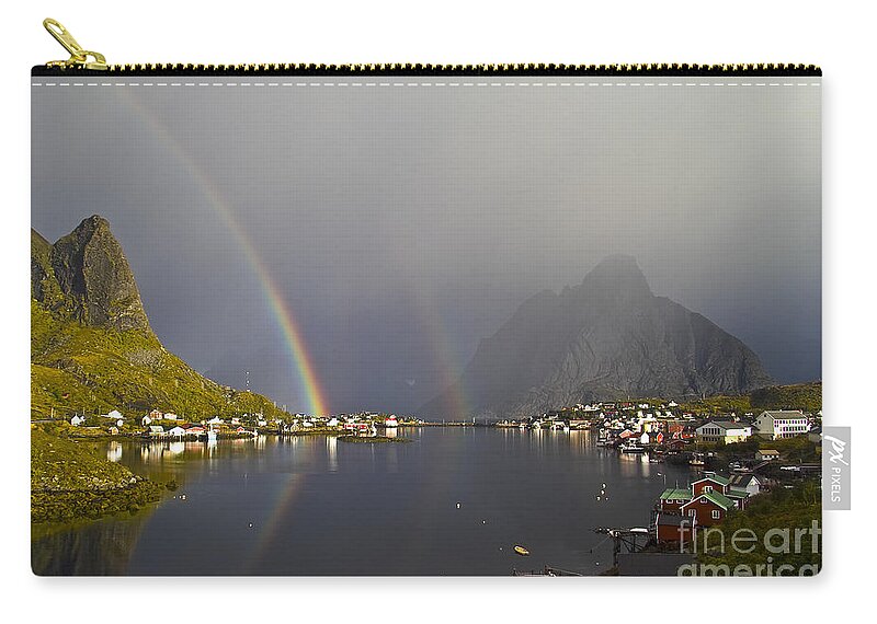Village Carry-all Pouch featuring the photograph After the rain in Reine by Heiko Koehrer-Wagner