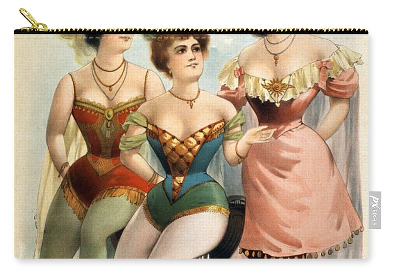 Entertainment Zip Pouch featuring the photograph American Burlesque Costumes, 1899 #2 by Photo Researchers