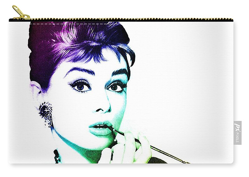 Audrey Hepburn Zip Pouch featuring the digital art Audrey Hepburn #2 by Marianna Mills