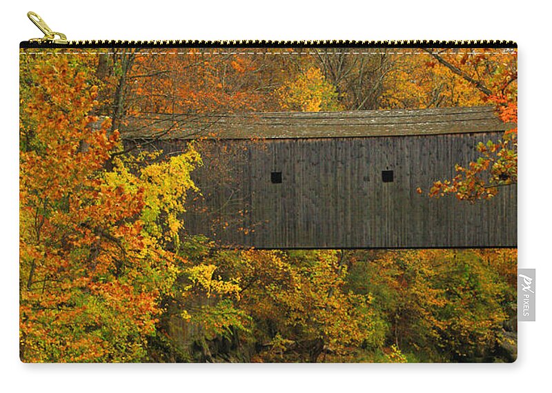 Autumn Zip Pouch featuring the photograph Autumn at Bulls Bridge by Karol Livote