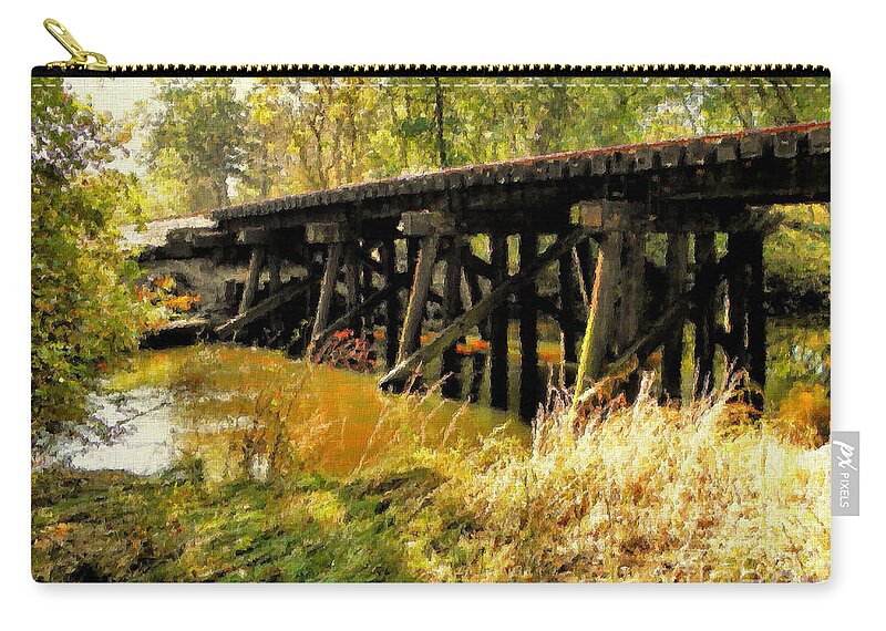 Railroad Zip Pouch featuring the digital art Autumn Travels #2 by Sharon Woerner