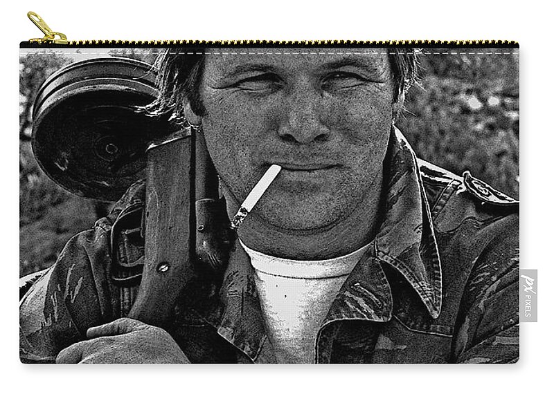 Barry Sadler Author Composer Singer The Ballad Of The Green Berets #1 Tucson Arizona 1971 Zip Pouch featuring the photograph Barry Sadler Author Composer Singer The Ballad Of The Green Berets #1 Tucson Az 1971 #2 by David Lee Guss