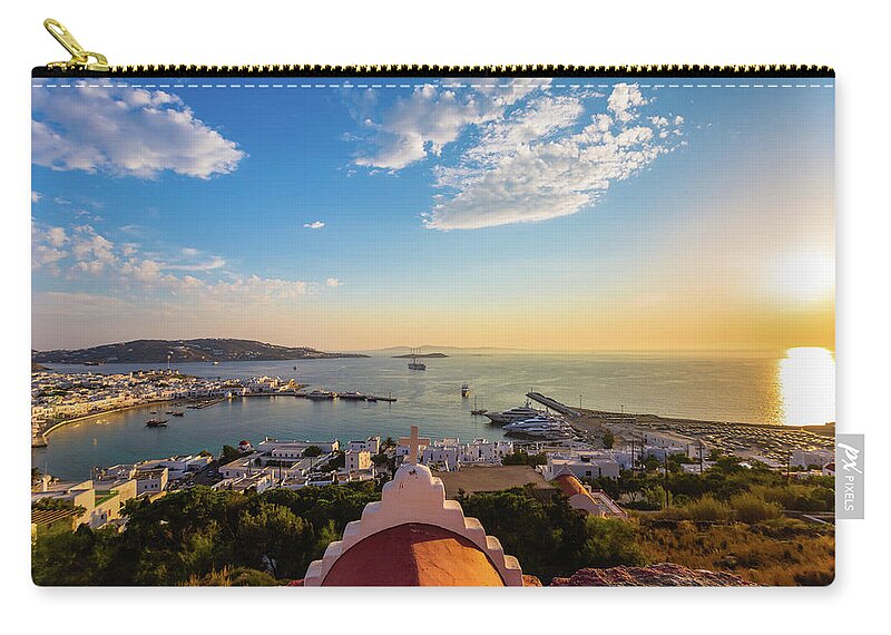 Scenics Zip Pouch featuring the photograph Bay Of Mykonos, Greece #2 by Deimagine
