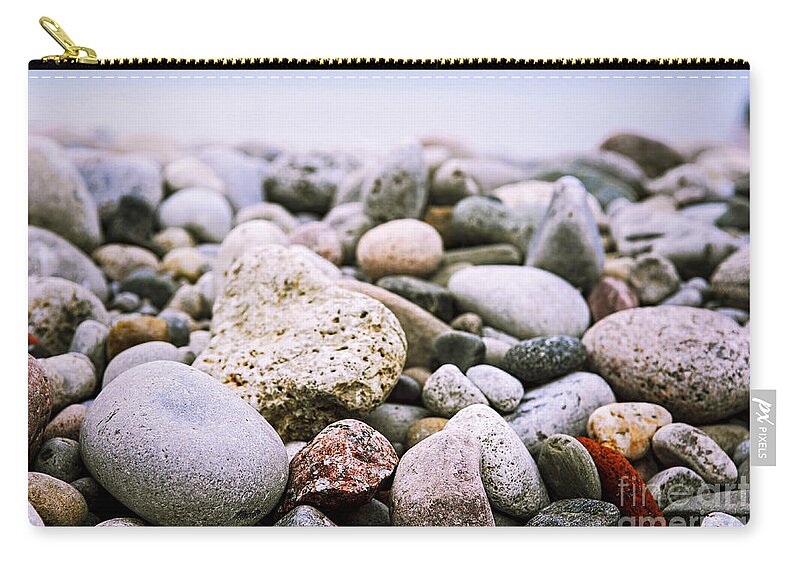 Rock Zip Pouch featuring the photograph Beach pebbles 2 by Elena Elisseeva