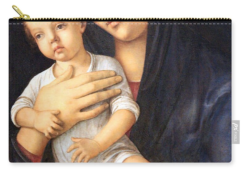 Madonna And Child Zip Pouch featuring the photograph Bellini's Madonna And Child by Cora Wandel