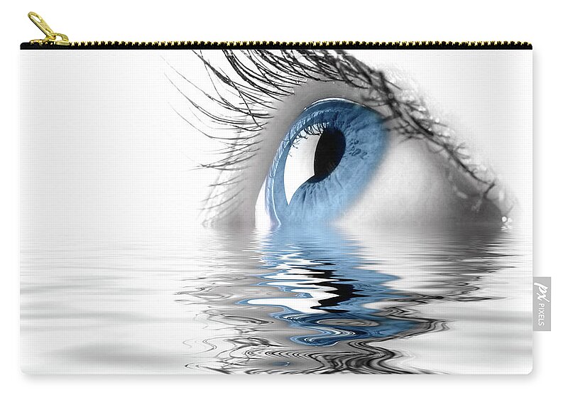 Eye Zip Pouch featuring the photograph Blue Eye #2 by Maxim Images Exquisite Prints