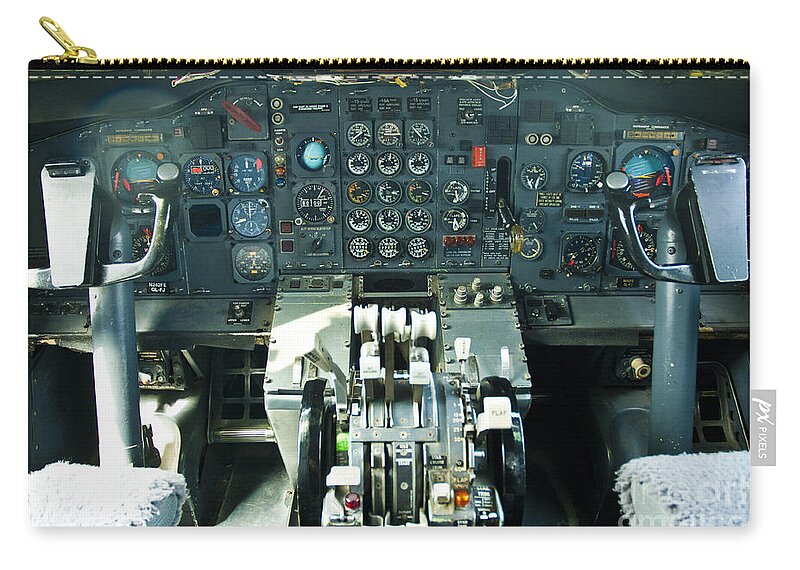 Boeing Zip Pouch featuring the photograph B727 cockpit by Micah May